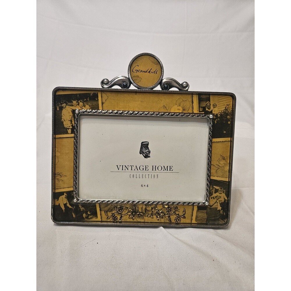 Vintage Home Collection Ornate 6 X 4 Grandkids Glass Retro Gold Picture Frame